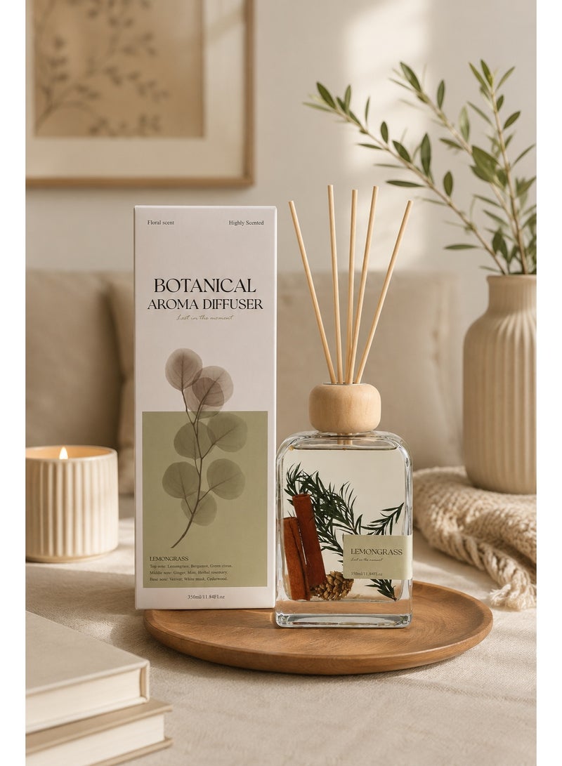Spectra Home موزع الروائح النباتي | عشب الليمون | 350 مل | 1 عبوة | مجموعة موزع الروائح، موزع الزيوت وعصي موزع الروائح، ديكور منزلي ومكتبي، عطور وهدايا - Image 1