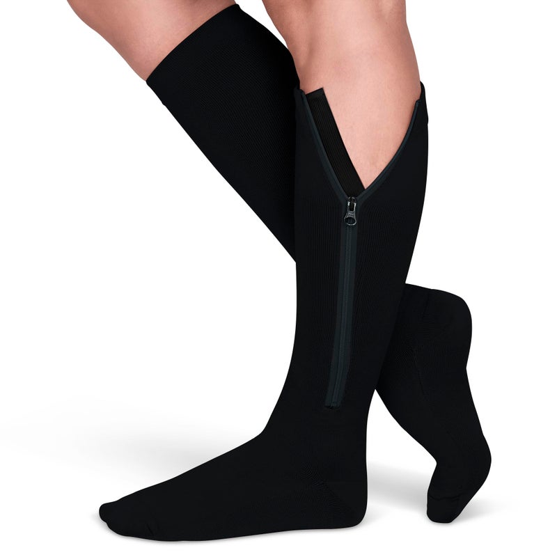 TheraMagicâ„¢ Zipper Compression Socks for Men & Women, 20-30mmHg Closed Toe Graduated Zippered Compression Stocking - Image 1