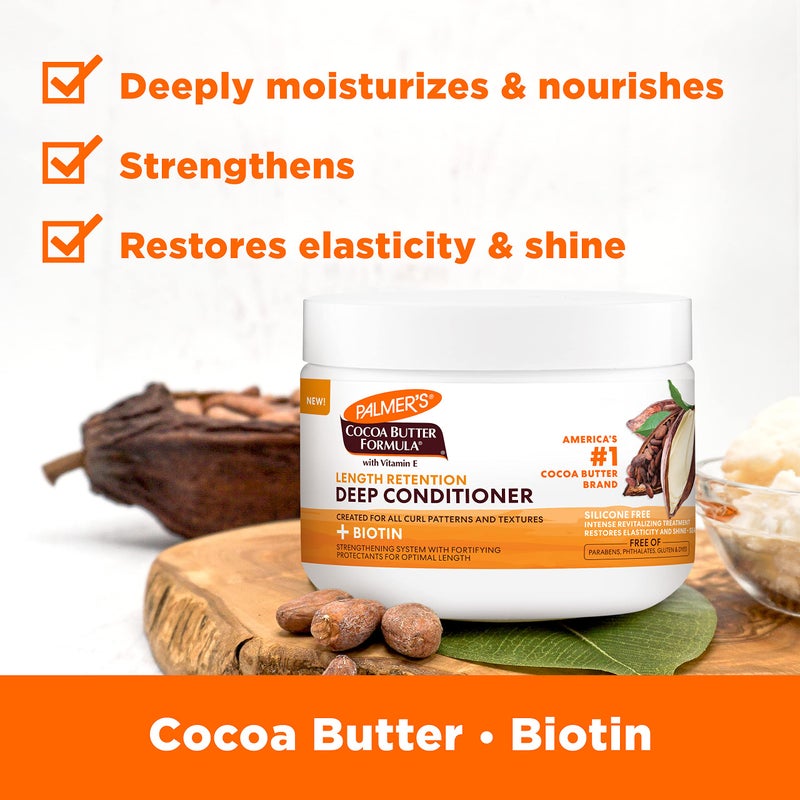 Palmer's Cocoa Butter & Biotin Length Retention Deep Conditioner, Strengthen, Nourish and Restore Elasticity and Shine, Suitable for All Curly Hair Patterns 8.5 Ounce - Image 2