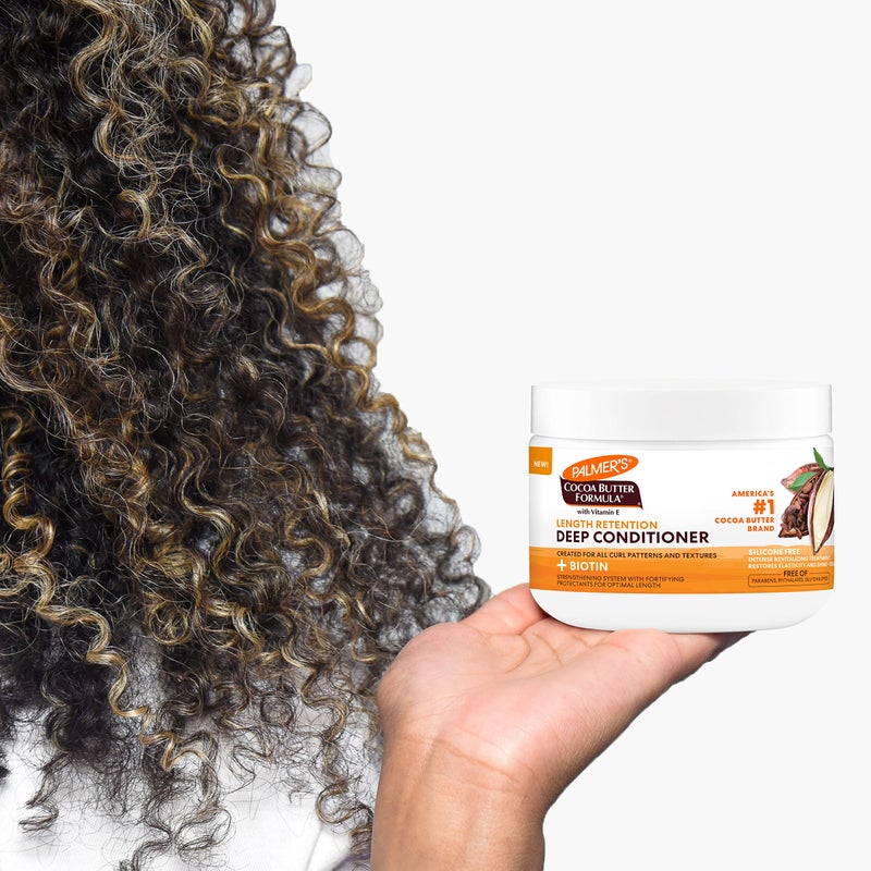 Palmer's Cocoa Butter & Biotin Length Retention Deep Conditioner, Strengthen, Nourish and Restore Elasticity and Shine, Suitable for All Curly Hair Patterns 8.5 Ounce - Image 3