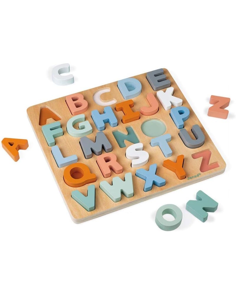 Janod  Sweet Cocoon Wooden Alphabet Learning Puzzle  Alphabet Learning  Stylish StandUp Letters  Enhances Language Skills Boosts SelfConfidence  Includes Chalkboard Feature - Image 2