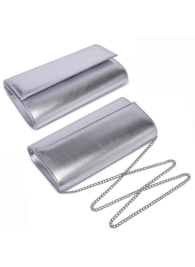 داسين حقيبة سهرة نسائية من داسين، كلاتش لامع، حقيبة زفاف، حقيبة يد لامعة لحفلات الكوكتيل والحفلات الراقصة (بولي يوريثين فضي) - Image 4