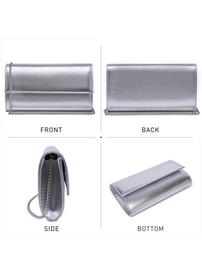 داسين حقيبة سهرة نسائية من داسين، كلاتش لامع، حقيبة زفاف، حقيبة يد لامعة لحفلات الكوكتيل والحفلات الراقصة (بولي يوريثين فضي) - Image 1