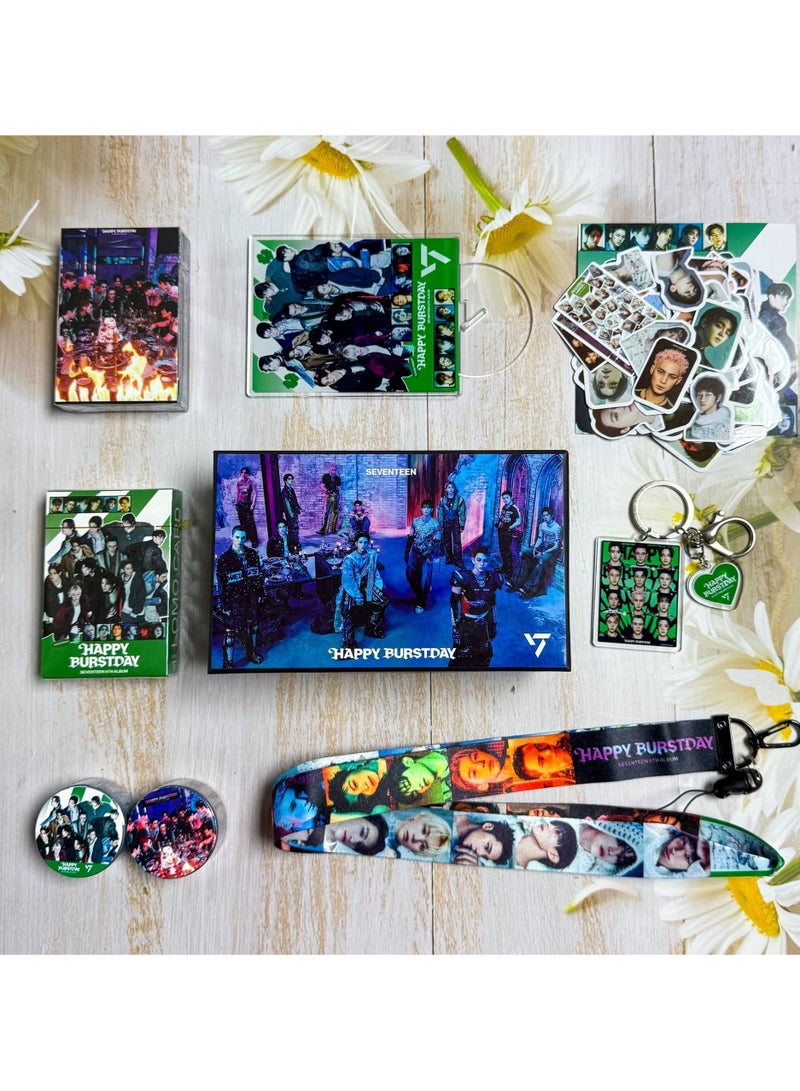 RTYY SEVENTEEN Album HAPPY BURSTDAY Gift Box With Lomo Cards, Acrylic Stand, Hand Account Tape, Keychain, Lanyard, Stickers, Photo Card  - Image 3
