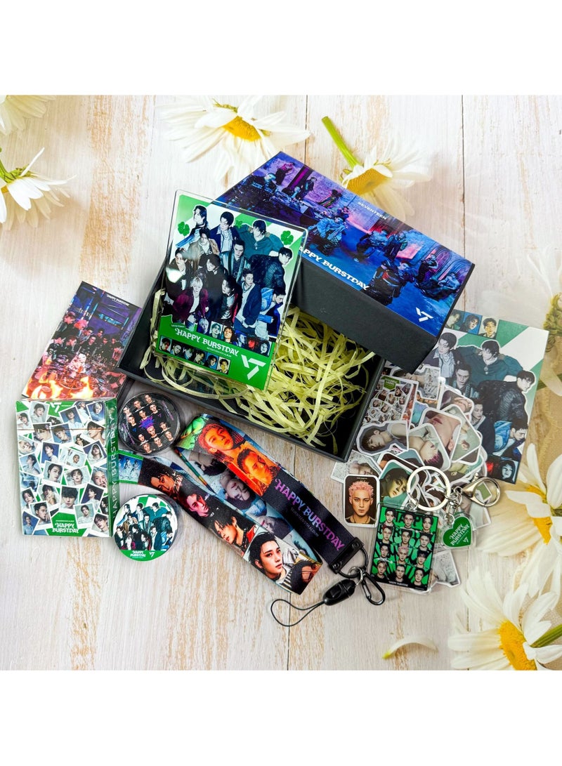 RTYY SEVENTEEN Album HAPPY BURSTDAY Gift Box With Lomo Cards, Acrylic Stand, Hand Account Tape, Keychain, Lanyard, Stickers, Photo Card  - Image 5