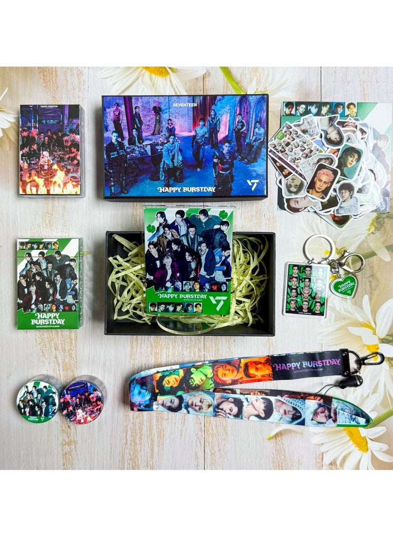 RTYY SEVENTEEN Album HAPPY BURSTDAY Gift Box With Lomo Cards, Acrylic Stand, Hand Account Tape, Keychain, Lanyard, Stickers, Photo Card  - Image 4