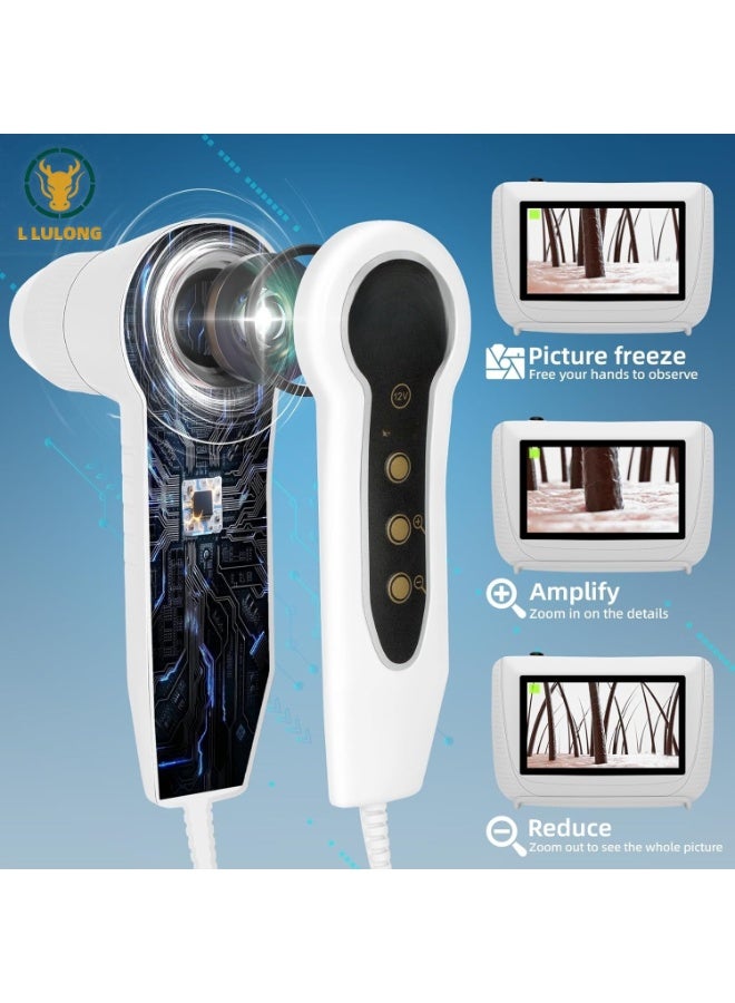 L LULONG 7 Inch HD Skin and Scalp Analyzer with Screen Professional Hair Follicle Analyzer and Skin Analysis Device with 50X and 200X Lens for Beauty Salon and Home Use - Image 4