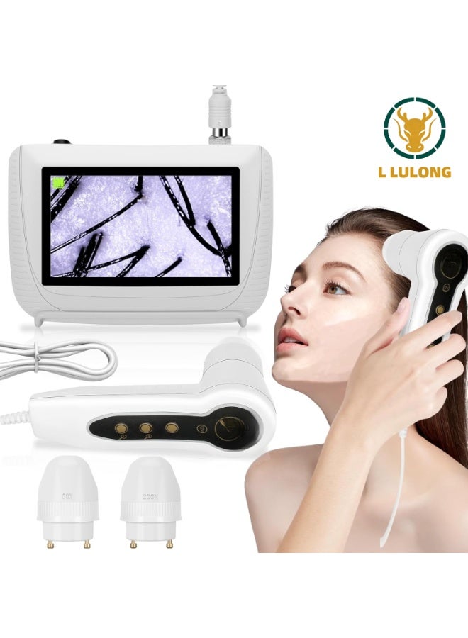 L LULONG 7 Inch HD Skin and Scalp Analyzer with Screen Professional Hair Follicle Analyzer and Skin Analysis Device with 50X and 200X Lens for Beauty Salon and Home Use - Image 3