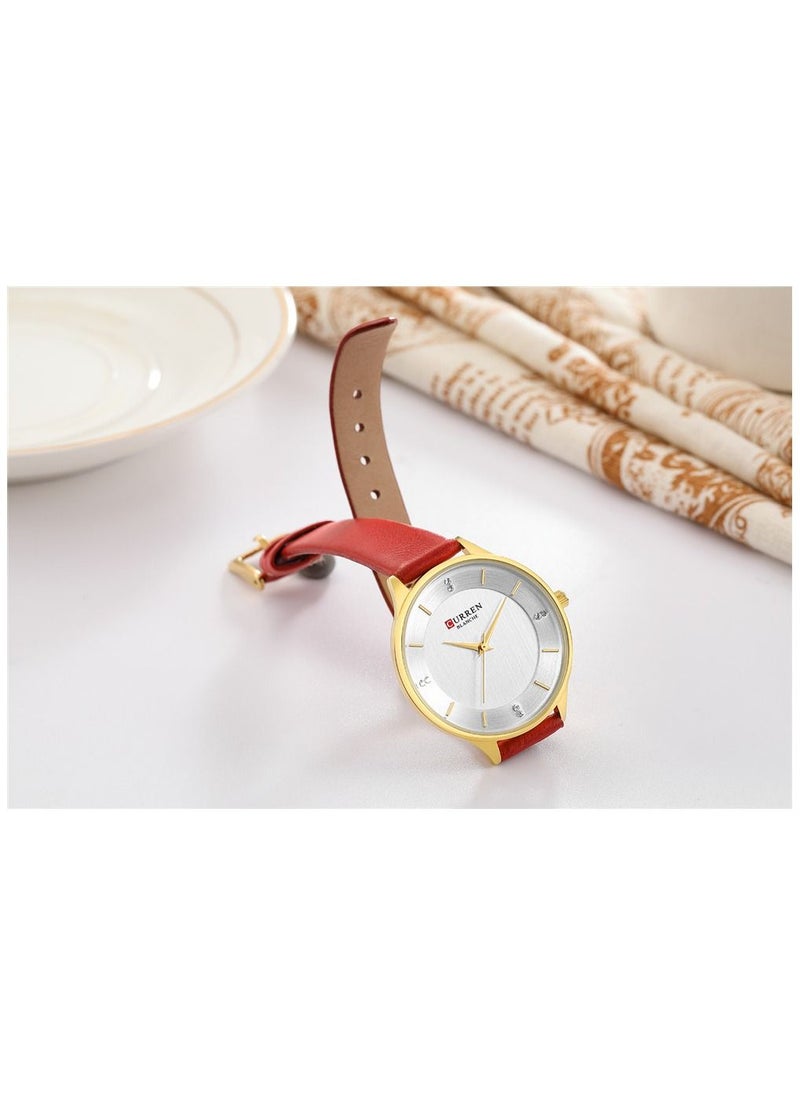 CURREN - Girls' Leather Analog Wrist Watch C9041L - Image 1