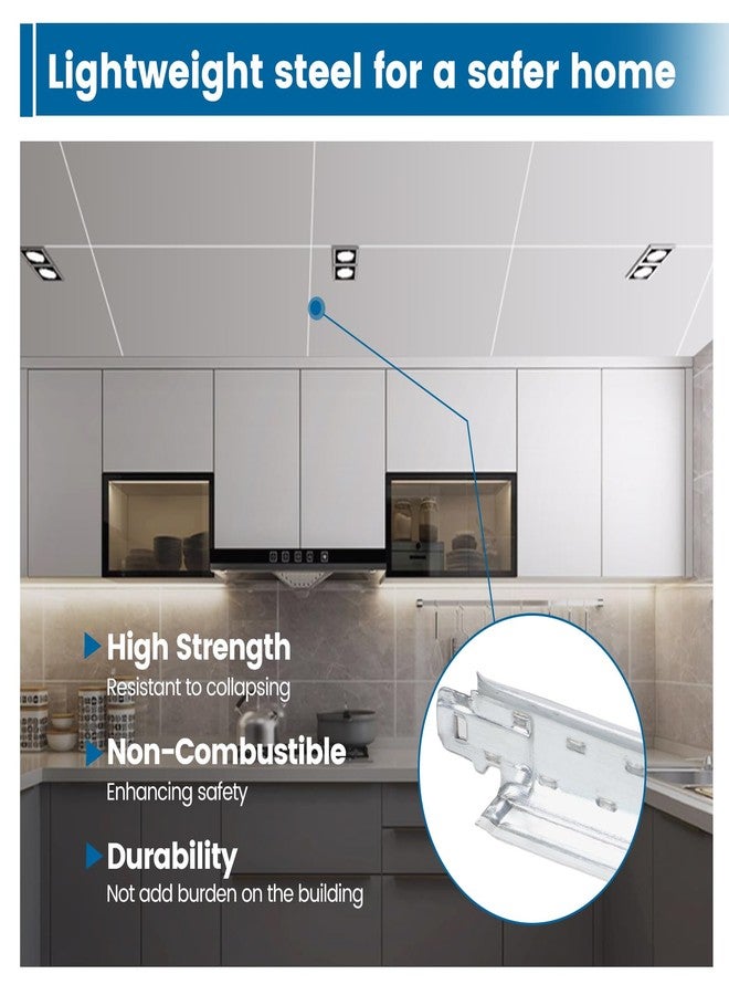 Muzata 30Pack White Cross Tee Drop Ceiling Kit Galvanized Steel Easy Installation for 15/16" Ceiling Grid System 2ft TT10 - Image 3