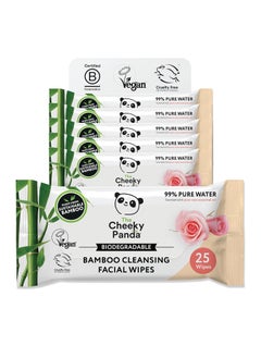 The Cheeky Panda Bamboo Face Cleanser Makeup Remover Wipes Rose Scented  6 Packs of 25 Face Wipes  99 Purified Water Wipes  Plant Based  Vegan Wet Wipes  Sustainable Alternative