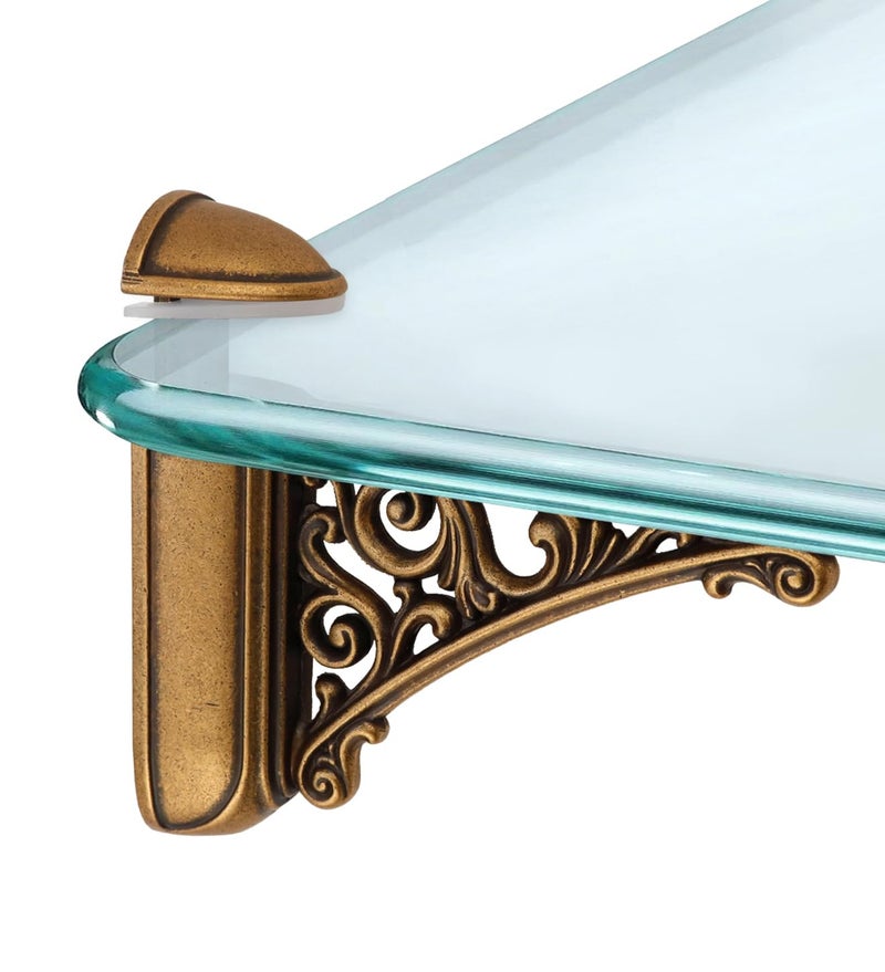Chinflly 2 Pcs Heavy Duty Glass Shelf Brackets Adjustable Brass Glass Clamp Holder Easy Wall Mount Install for 024157 Thick Glass Bathroom Kitchen Office - Image 2