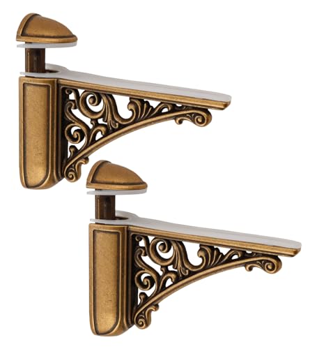 Chinflly 2 Pcs Heavy Duty Glass Shelf Brackets Adjustable Brass Glass Clamp Holder Easy Wall Mount Install for 024157 Thick Glass Bathroom Kitchen Office - Image 3