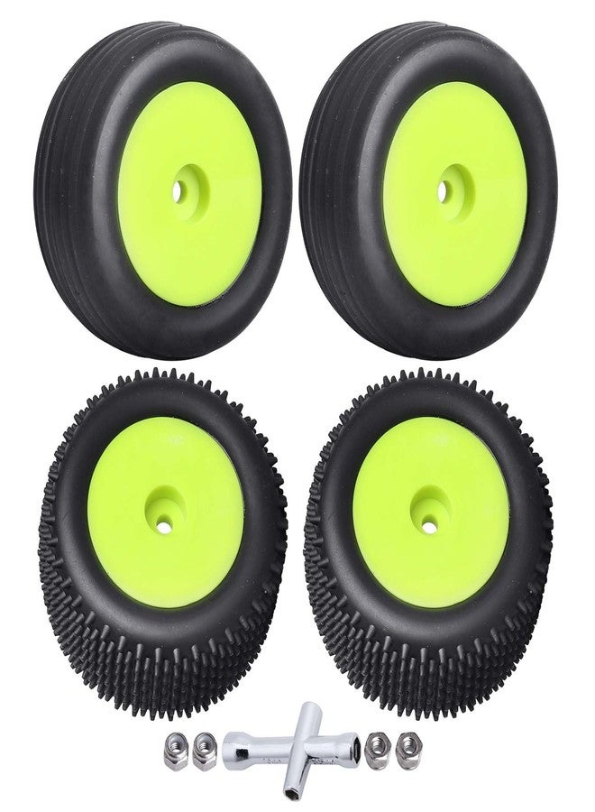 FriHobby Mounted RC Tires and Wheels for Losi Mini-T 2.0 Stadium Truck Replace LOS41009 & LOS41010 1/18 Brushless RC Buggy Upgrades (Green Wheels) - Image 1