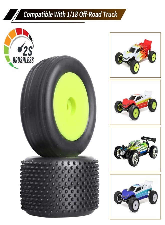 FriHobby Mounted RC Tires and Wheels for Losi Mini-T 2.0 Stadium Truck Replace LOS41009 & LOS41010 1/18 Brushless RC Buggy Upgrades (Green Wheels) - Image 3