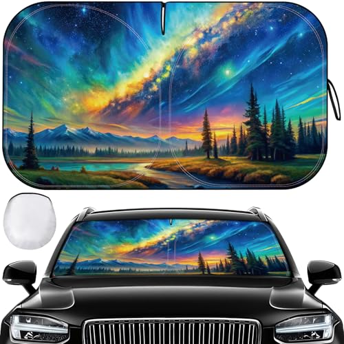 fauson Car Windshield Sunshade Innovative NoLightPass Technology for Maximum Protection Foldable Sun Shade - Image 1