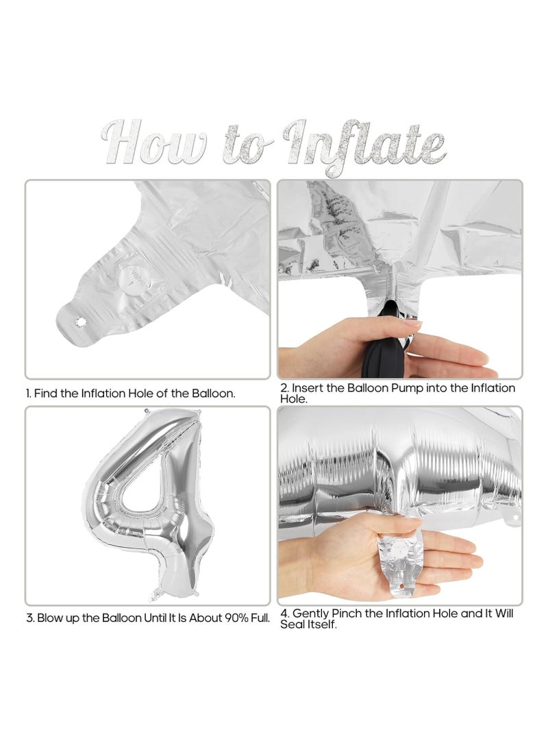 Goldedge Number 9, 32 Inch Number Balloons Foil Silver - Glamorous Party Decorations for Birthdays, Anniversaries, and Special Events - Image 2