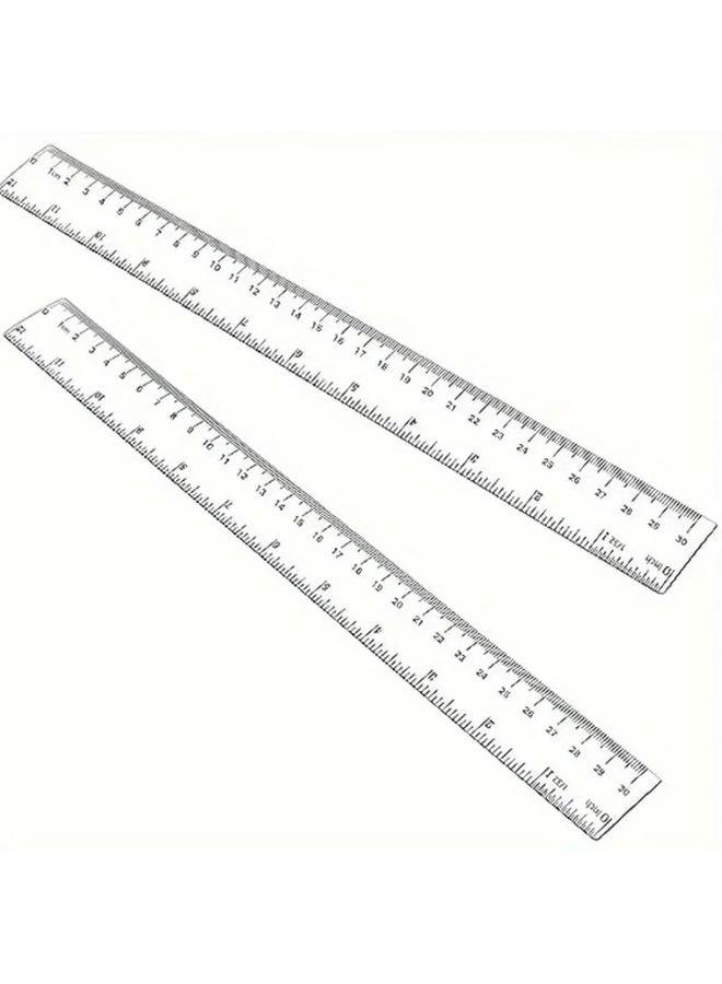 2 Pcs 12 Inch Transparent Acrylic Ruler Dual Scale Centimeter and Inch Measuring Tool for School Office Drafting Precision Straight Ruler - Image 1