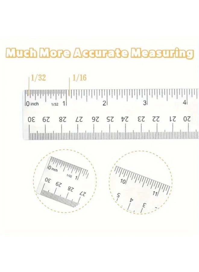 2 Pcs 12 Inch Transparent Acrylic Ruler Dual Scale Centimeter and Inch Measuring Tool for School Office Drafting Precision Straight Ruler - Image 4