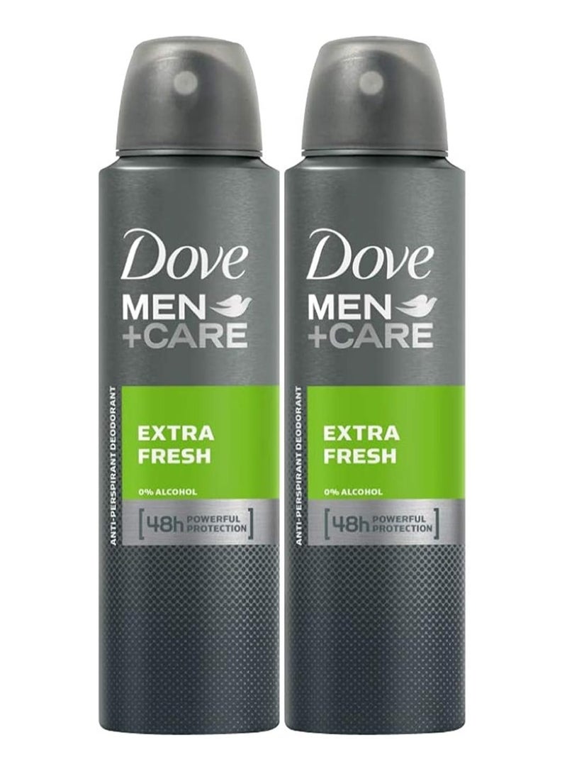 دوف مين+كير إكسترا فريش، بخاخ مزيل للعرق ومضاد للتعرق للرجال، 150 مل (عبوة من قطعتين)