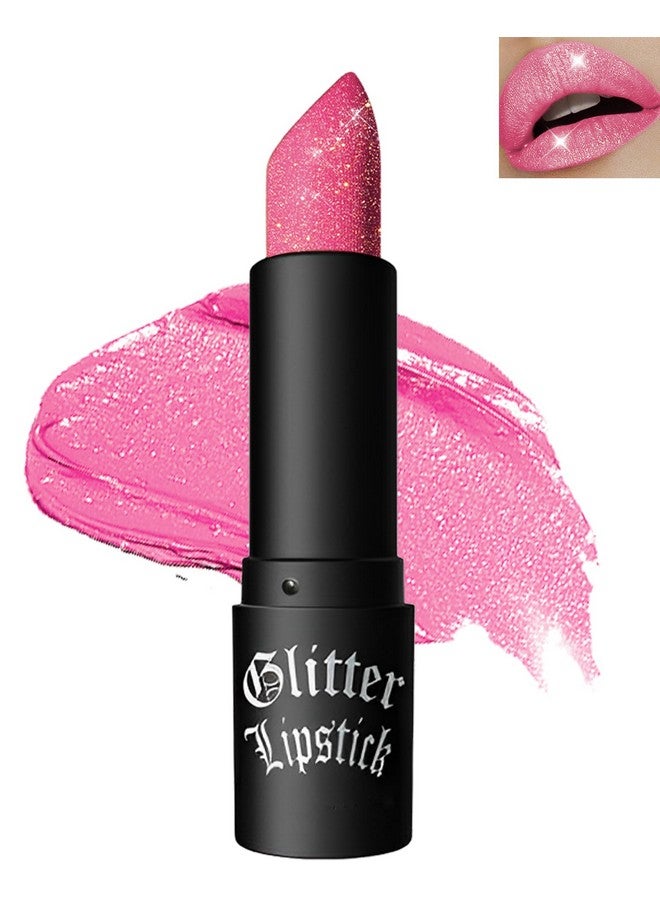 LYSdefeu Diamond Glitter Matte Lipstick,Pink Shiny Lip Gloss Lip Tint Stain,Sparkling High Pigment Longlasting Waterproof Non-Stick Cup Lipgloss Lipstick,Shimmer Tinted Lip Blam Lipstain For Women Makeup-05 - Image 1
