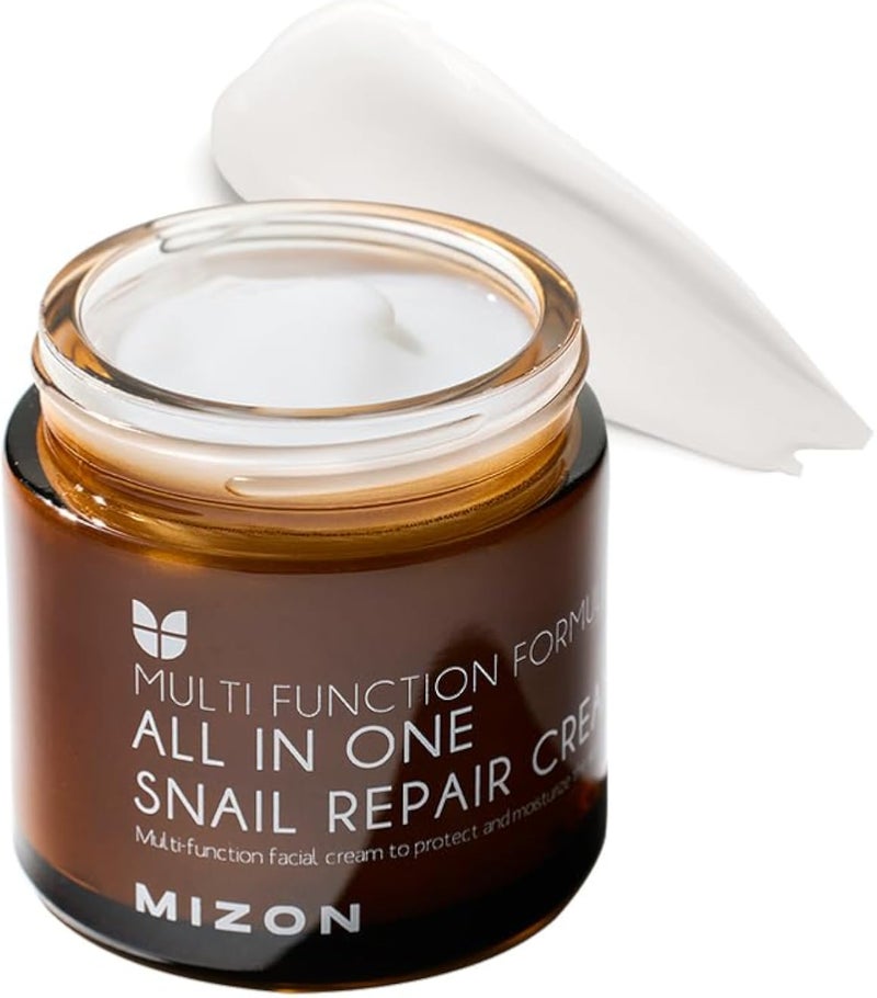 MIZON All in One Snail Repair Cream, Face Moisturizer with Snail Mucin Extract, Recovery Cream, Korean Skincare, Wrinkle & Blemish Care (2.53 Fl Oz Pack of 1)