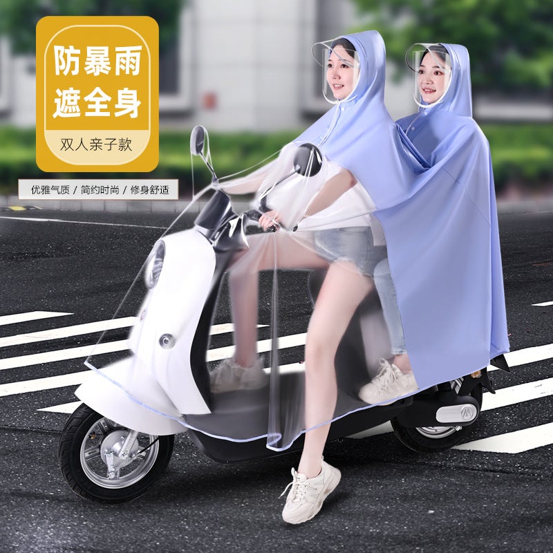 Electric Car Raincoat Battery Car Motorcycle Parent-Child One-Piece Single Double Body Rainproof Mother And Child Poncho - Image 2