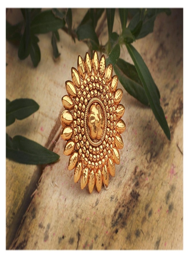 JFL - Jewellery for Less Gold Plated Floral design Adjustable Finger Ring for Women and Girls,Valentine - Image 2