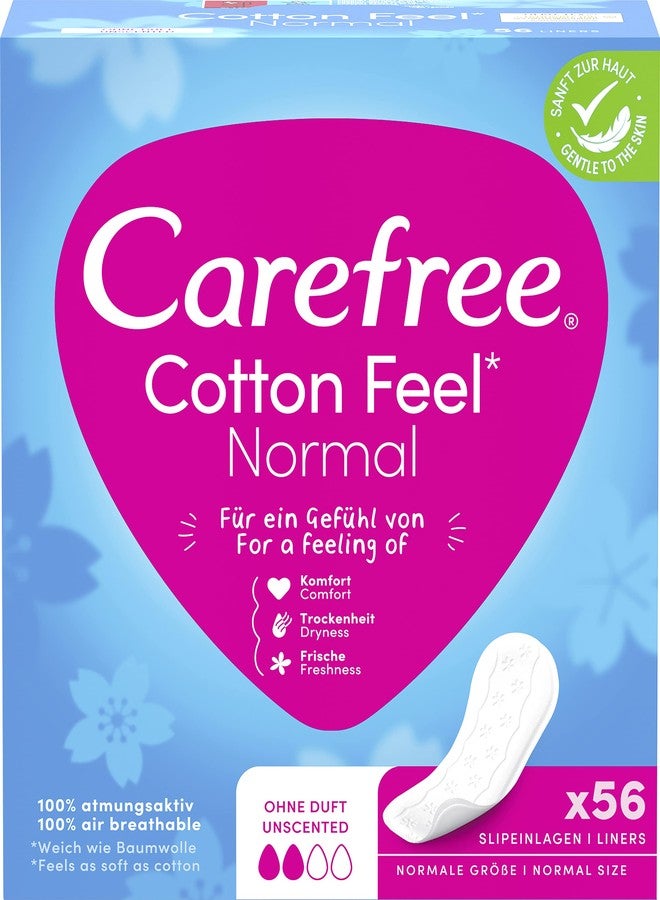 Carefree Cotton Feel Normal Panty Liners, 56 Count (Pack of 1