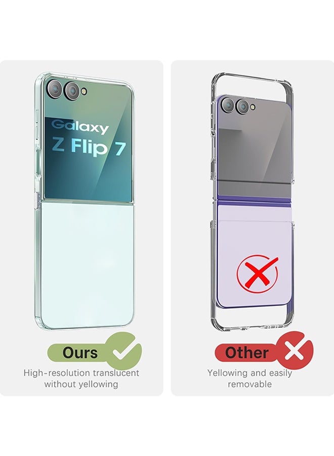 Wffo For Samsung Galaxy Z Flip 7 Case - Ultra-Thin Transparent Hard PC and Soft TPU Cover - with Shockproof Bumper and Anti-Scratch Back - Metal Connector Folding Convenient - Clear - Image 5