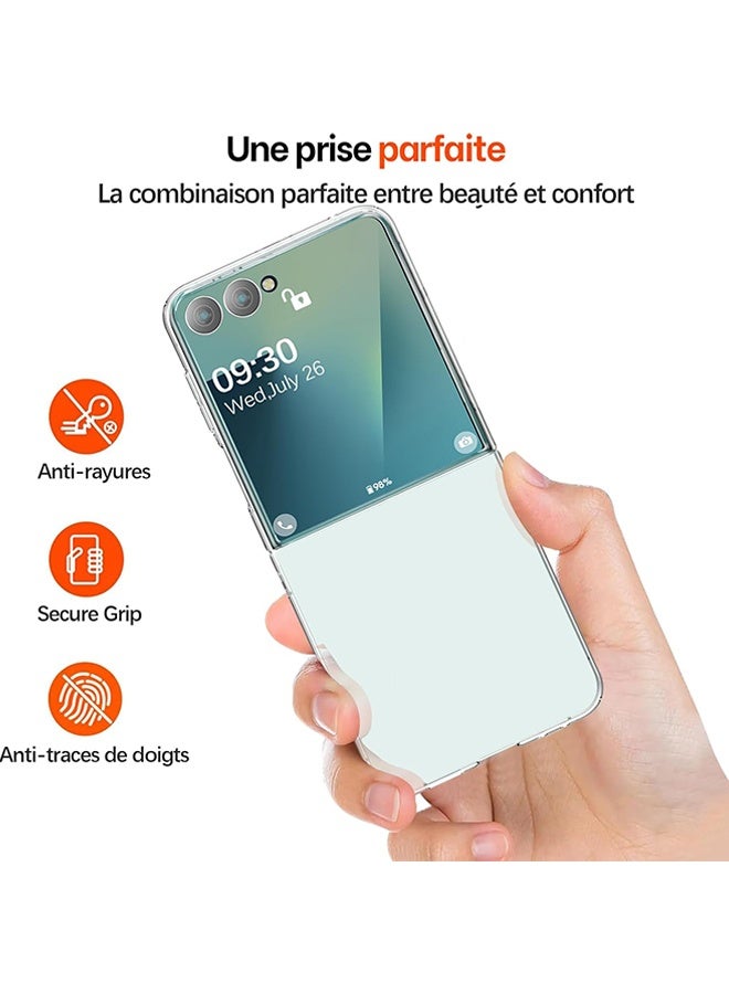 Wffo For Samsung Galaxy Z Flip 7 Case - Ultra-Thin Transparent Hard PC and Soft TPU Cover - with Shockproof Bumper and Anti-Scratch Back - Metal Connector Folding Convenient - Clear - Image 4