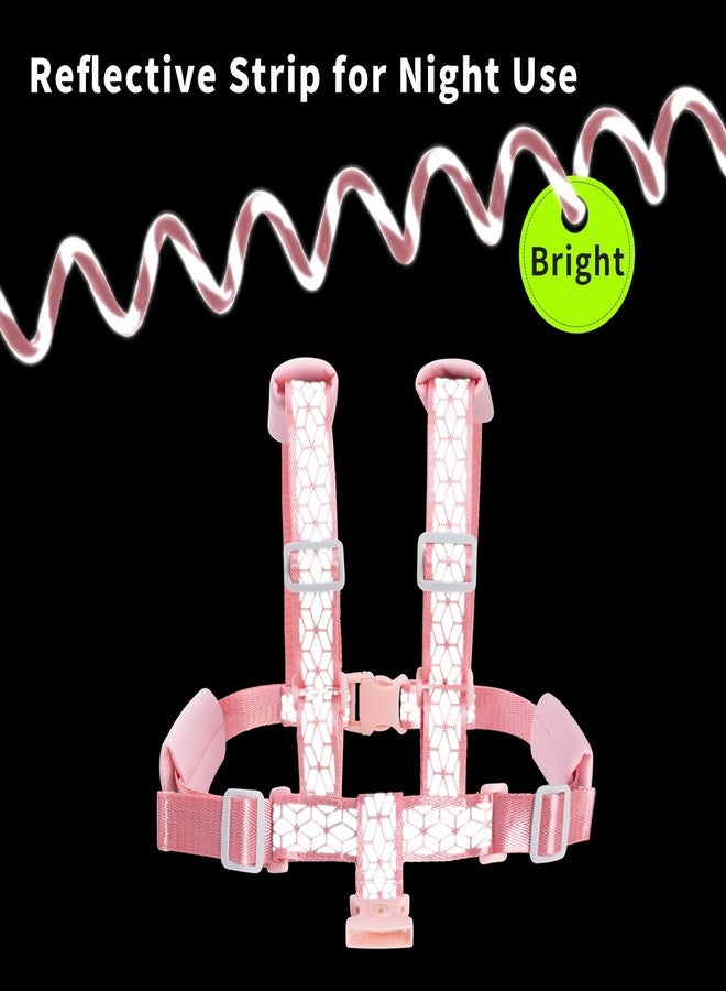 bearcouple Toddler Leashes + Anti Lost Wrist Link for Kids, 4 in 1 Kid Harness Backpack Leash for Girls Boys, Reflective Kids Anti Lost Leash Cute Baby Harness Belt Strap Child Safety Leash for Park/Zoo Pink - Image 4