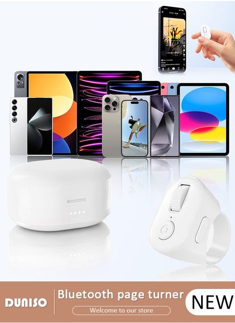 TikTok Scroll Ring, Page Turner for iPhone iPad, Wireless Bluetooth Camera Remote Control, Suitable for TIK Tok, iPhone, iPad, Android