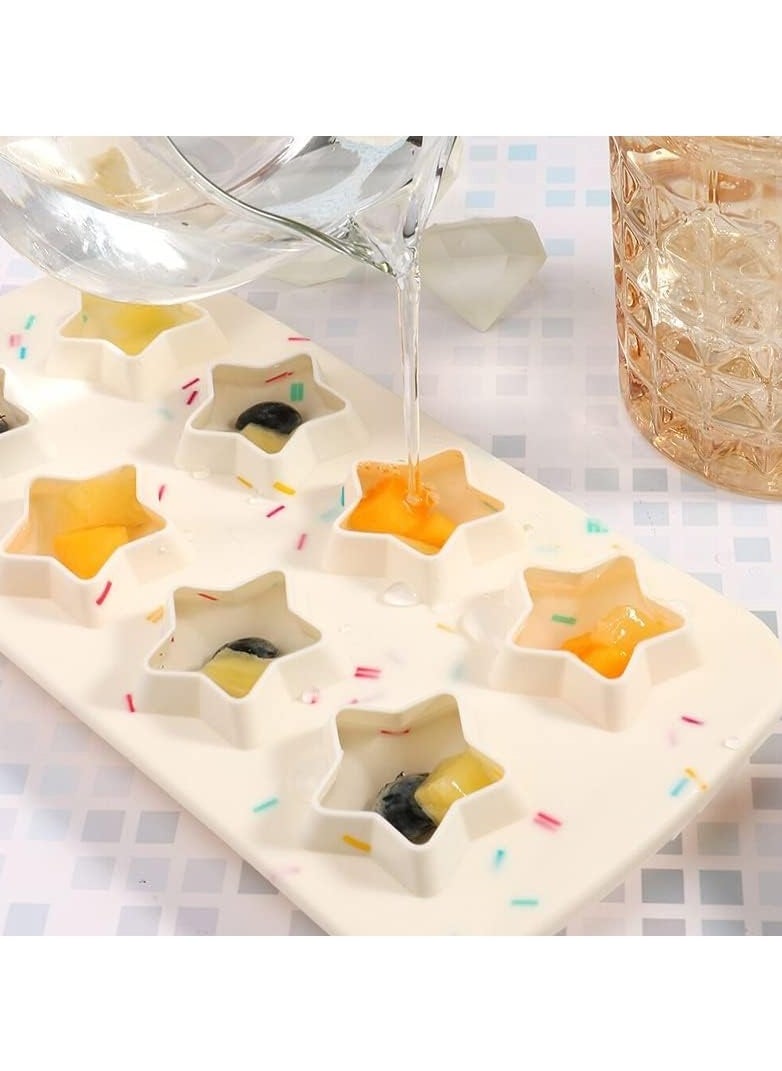 2 Pieces Ice Cube Tray,  Silicone Polygon  Molds, Ice Cube Molds, Reusable Five Pointed Star Silicone Mold, for Making Chocolates, Ice Cubes, Jellies and Candies