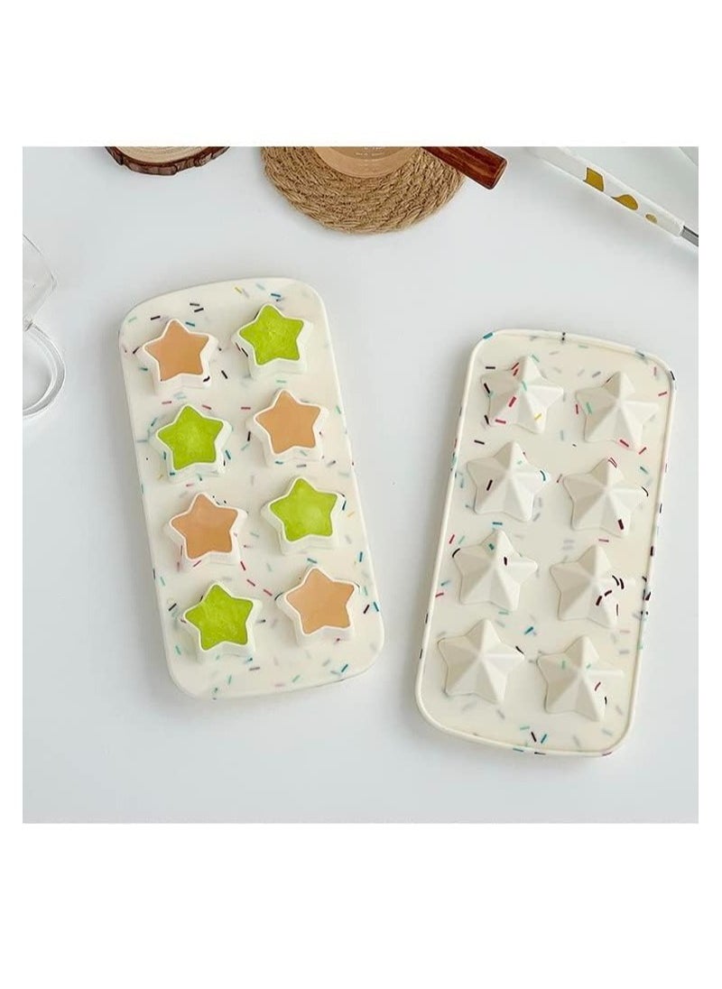 2 Pieces Ice Cube Tray,  Silicone Polygon  Molds, Ice Cube Molds, Reusable Five Pointed Star Silicone Mold, for Making Chocolates, Ice Cubes, Jellies and Candies