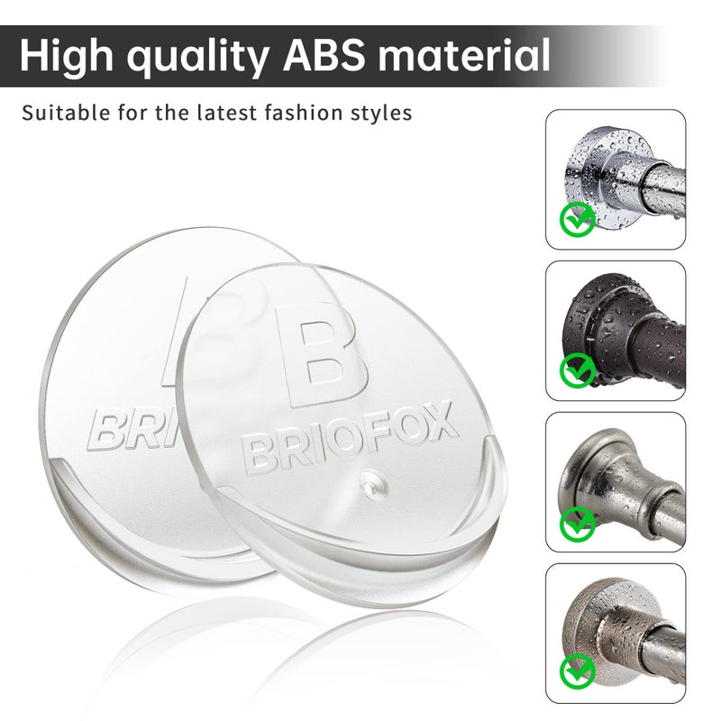 BRIOFOX Shower Curtain Rod Holder 3M Adhesive | Heat Resistant | Waterproof | Max Load 60 lbs Shower Rod Retainer for Wall, 2 Pack, Transparent (Rod Not Included) - Image 5