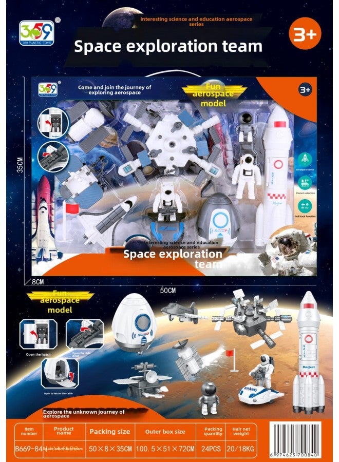 Space Exploration Scene Suit Rocket Spaceship Play House Boy Kindergarten Gift Stall Children's Toys Wholesale-Color:Space Exploration Team 669-84  - Image 1
