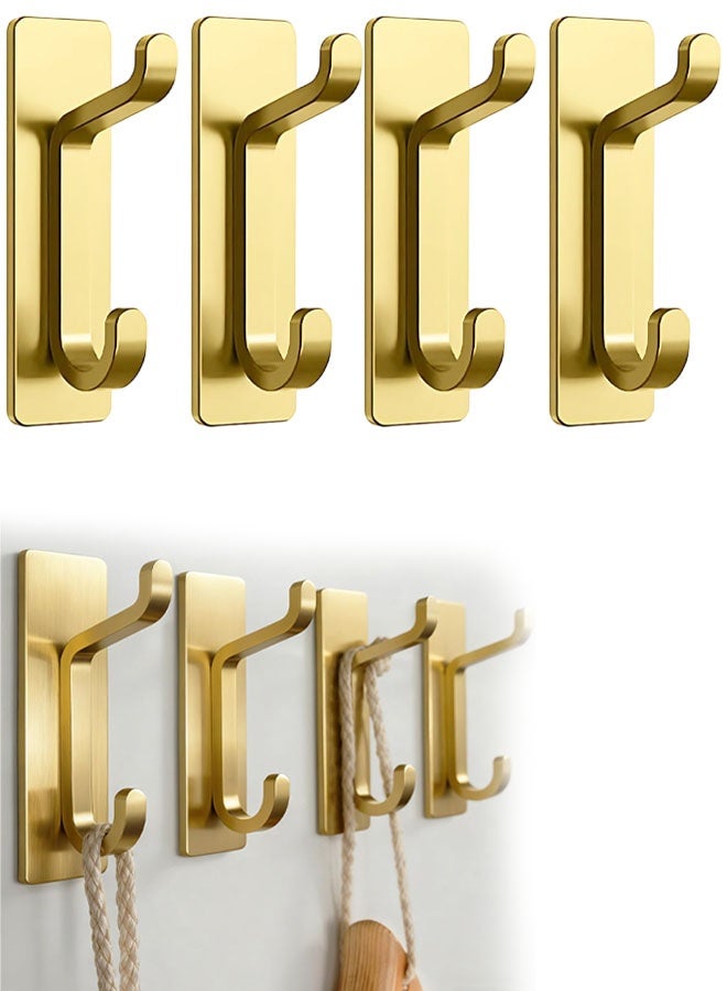 مجموعة من 4 خطافات جدارية ذاتية اللصق للتعليق: خطافات قوية للغاية تتحمل وزنًا يصل إلى 13 رطلاً، مناسبة لتعليق المعاطف والمناشف في الحمامات، والدش، والمطابخ، والجدران، والأبواب. - Image 1