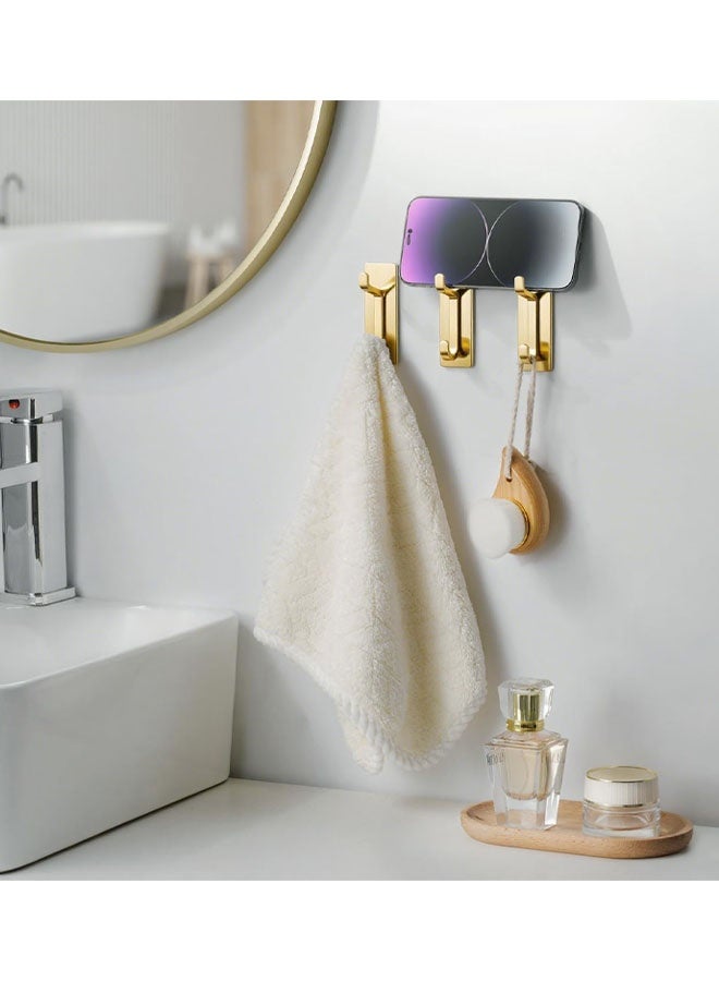 مجموعة من 4 خطافات جدارية ذاتية اللصق للتعليق: خطافات قوية للغاية تتحمل وزنًا يصل إلى 13 رطلاً، مناسبة لتعليق المعاطف والمناشف في الحمامات، والدش، والمطابخ، والجدران، والأبواب. - Image 5