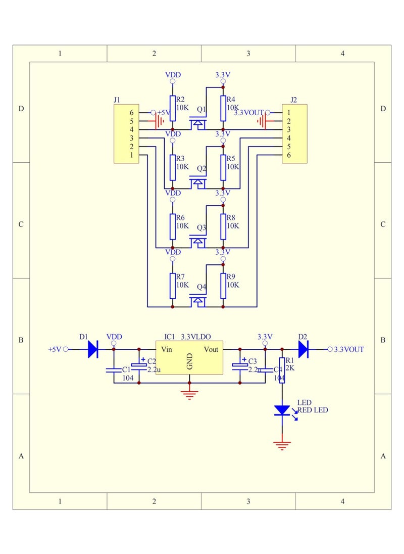 Logic Level Converter Shifter Module for Arduino IIC I2C Bi-Directional 5V to 3.3V 4 Channel