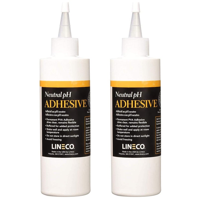 LINECO Neutral pH Adhesive 8 Oz, Acid-Free, All-Purpose Glue, Dries Clear and Remains Flexible. Used for Bookbinding and Book Repair, Framing, Collages, Paper Art and Crafts, Pack of 2 - Image 1