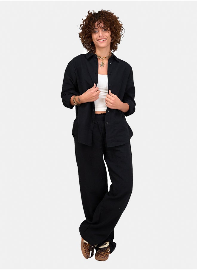 Clue Relaxed Tencel Wide-Leg Pants  - Image 5