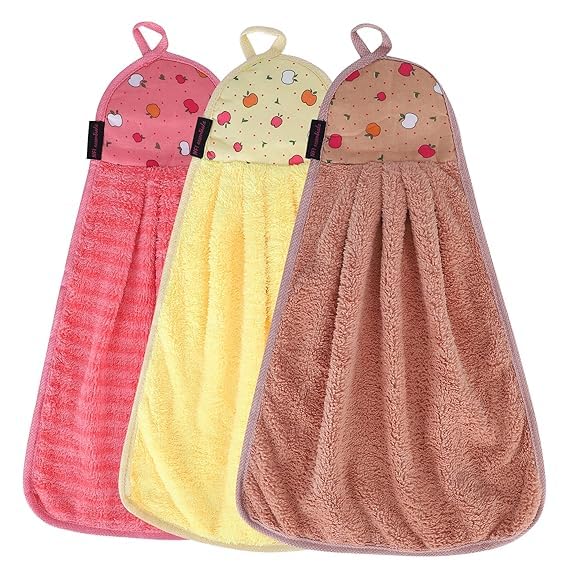 NFI essentials Microfiber Super Absorbent Set of 3 Soft Hand Towel for Kitchen Wash Basin Towel with Hangin Loop Napkin Hand Dry 40x28 cm - Image 1