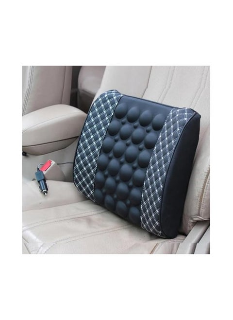 Electric Lumbar Massage Cushion – Memory Foam Back Support for Office Chair, Car, Home Use – Ergonomic Lower Back Pillow with White Line