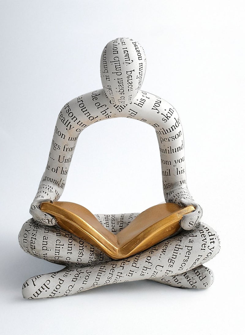 Abstract Thinker Statue Vintage Decor Reading Book Figurines Resin Art Sculpture Modern Home Decor - Image 1