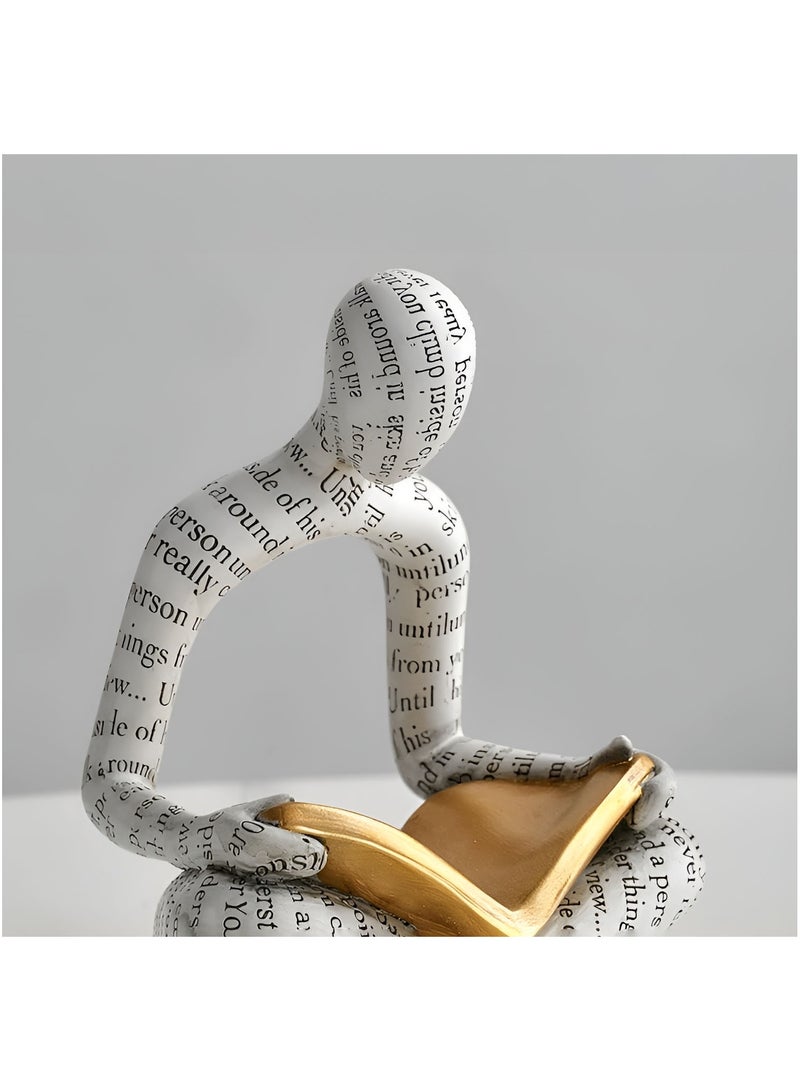 Abstract Thinker Statue Vintage Decor Reading Book Figurines Resin Art Sculpture Modern Home Decor - Image 3