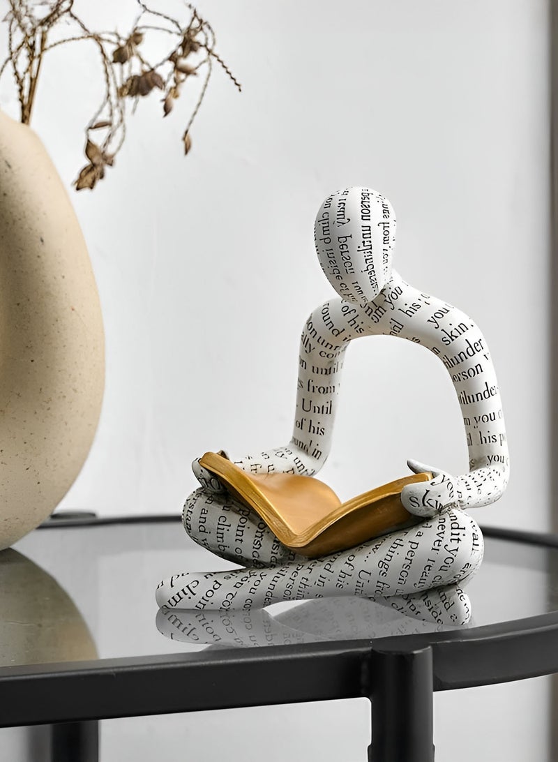 Abstract Thinker Statue Vintage Decor Reading Book Figurines Resin Art Sculpture Modern Home Decor - Image 4