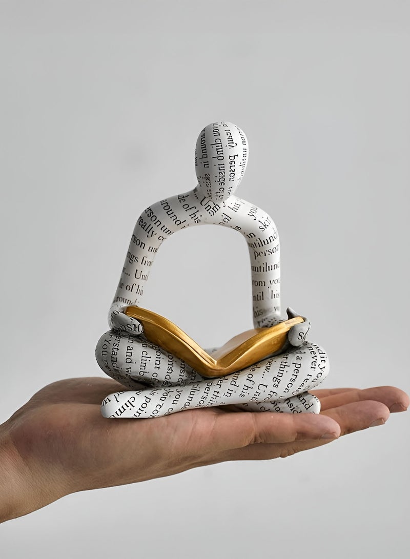 Abstract Thinker Statue Vintage Decor Reading Book Figurines Resin Art Sculpture Modern Home Decor - Image 5