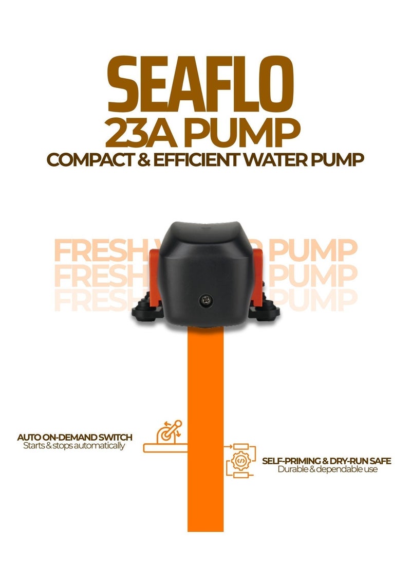 SEAFLO 23A Series Automatic Diaphragm Water Pump 12V/24V | Mini On-Demand Water Pump 1.5 GPM | RV, Marine & Utility Pump IP54 - Image 3