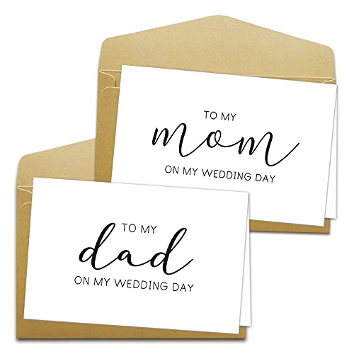Goroar Set of 2 Wedding Day Card to Parents, 1 To My Dad on My Wedding Day Card, 1 To My Mom on My Wedding Day Card - Image 1